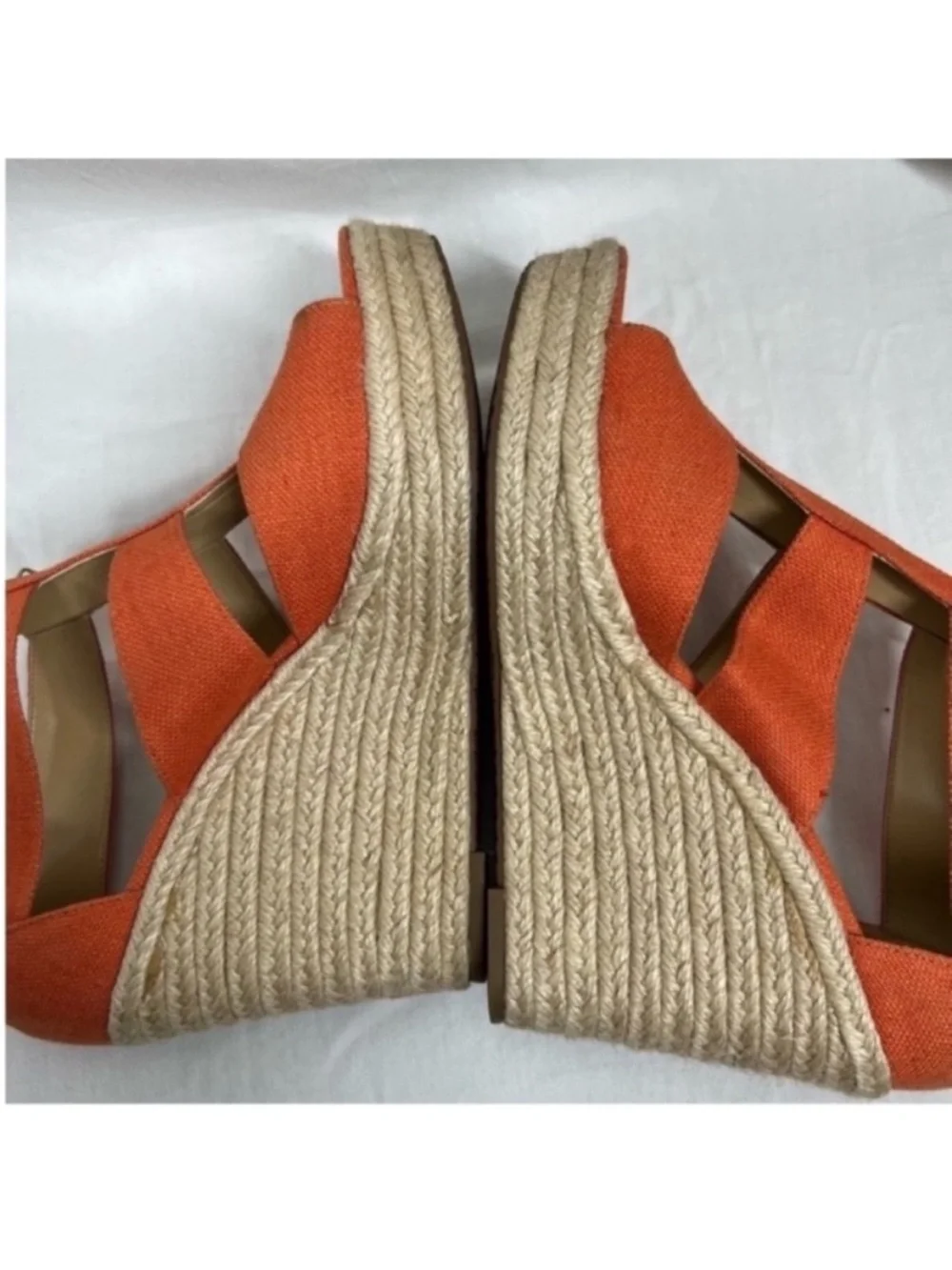 Michael kors damita coral canvas jute rope platform wedge sandals
